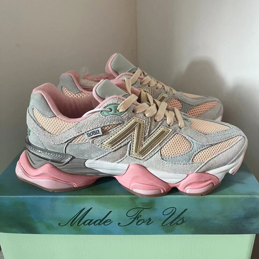 New Balance 9060 Pink And Orange Color Couple Sneakers
